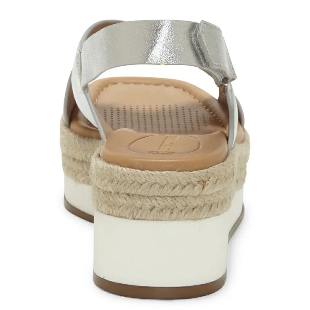 NEW Corso Como Penelopy Platform Wedge Sandal Silver Leather Women's Size 9.5